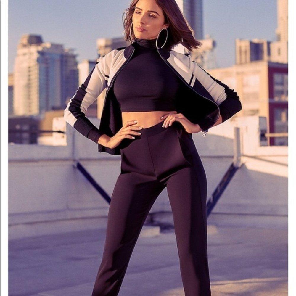 EXPRESS X Olivia Culpo High Waisted Track Pants in Black Size XS